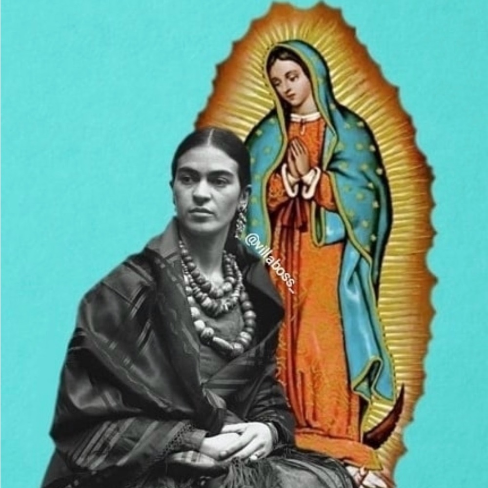 FRIDA KAHLO ♥️ Virgin Mary Wood Earrings Handmade Mexican Artist Guadalupe Icon - Picture 10 of 14